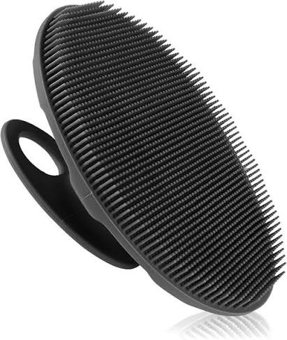 SILQO black silicone body scrubber with hanging hook